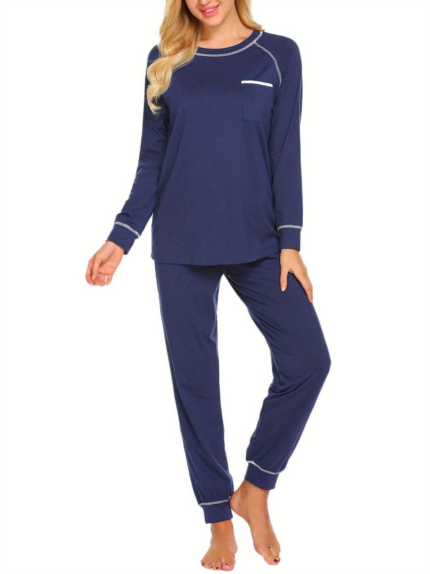Pajamas Set for Women Soft Comfy Pjs Sets Long Sleeve Sleepwear Loungewear S-XXL 2pcs Pajama Sets Short Sleeve Lounge Sets Soft Round Neck Top Womens Button Pajamas Set Short Sleeve Sleepwear Soft Lounge Sets