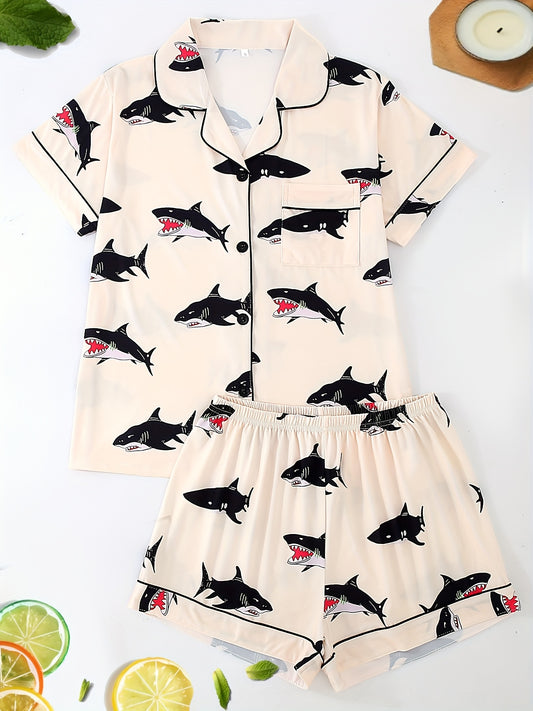 2025 New 2pcs Set Of Women'S Pajamas, Fashionable Carpus-style Pajamas, Sweet Printed Home Wear, Comfortable Pajamas
