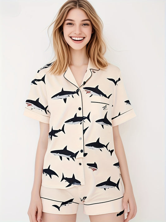 2025 New 2pcs Set Of Women'S Pajamas, Fashionable Carpus-style Pajamas, Sweet Printed Home Wear, Comfortable Pajamas